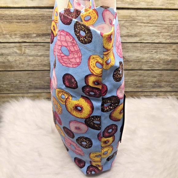 Donut Print Pop Art Canvas Tote Bag - Picture 6 of 11